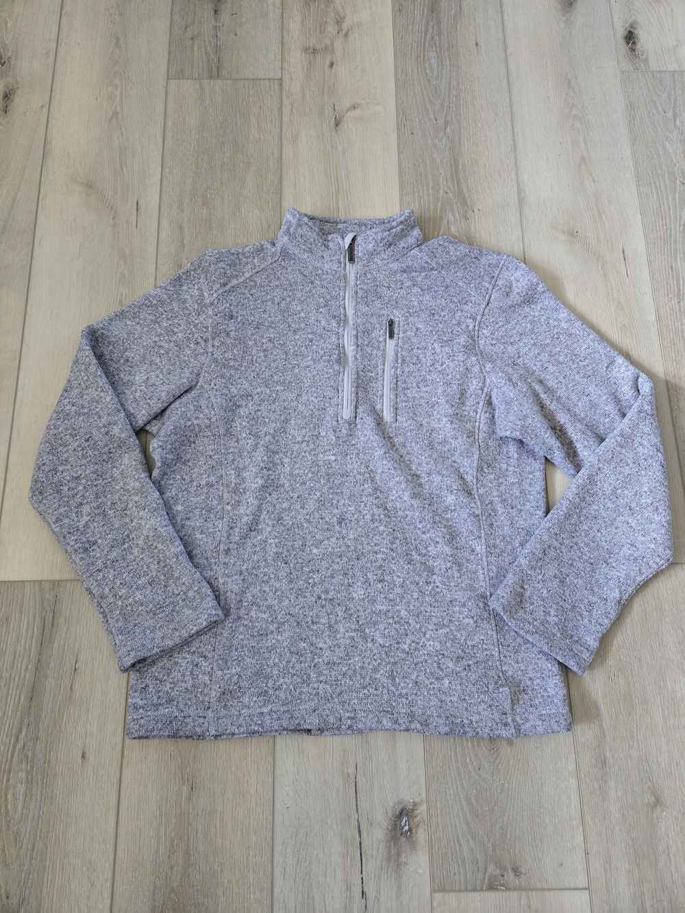 Woolrich 1/4 Zip Mock Neck Knit Sweater Men's L Gray Heathered